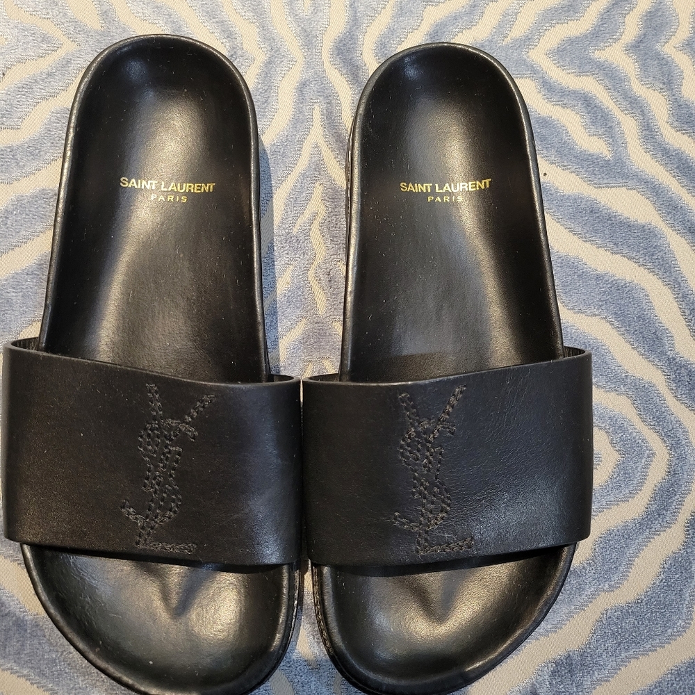 Saint Laurent designer leather slides